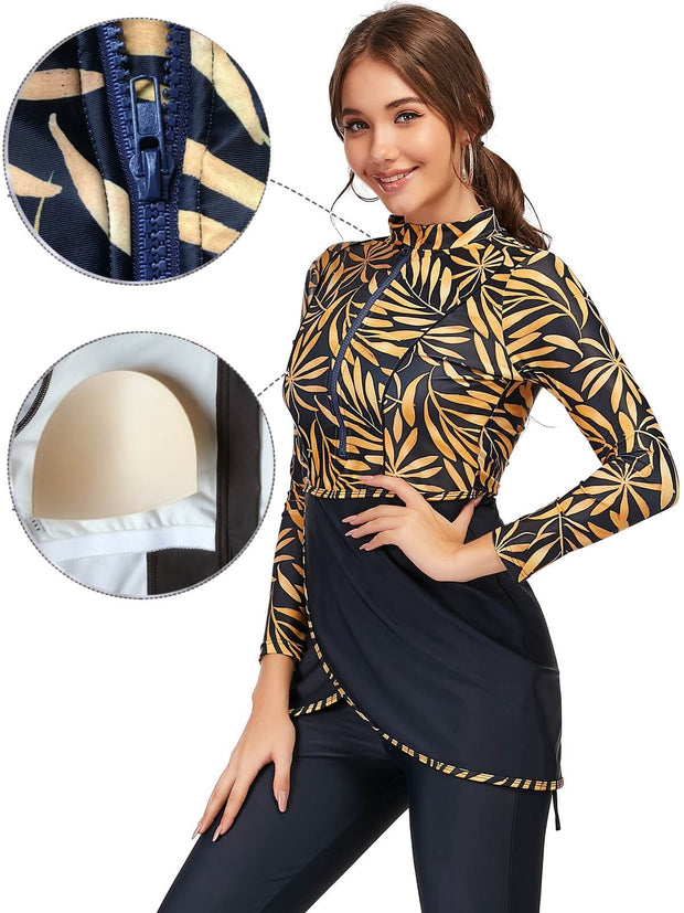 Printed Modest Burkini Swimwear 3-Piece Set – Oceana