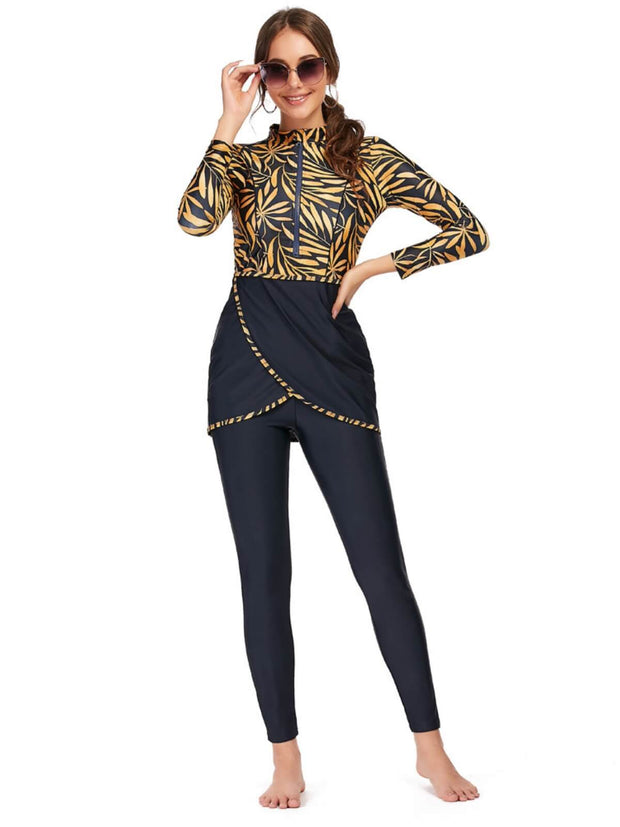 Printed Modest Burkini Swimwear 3-Piece Set – Oceana