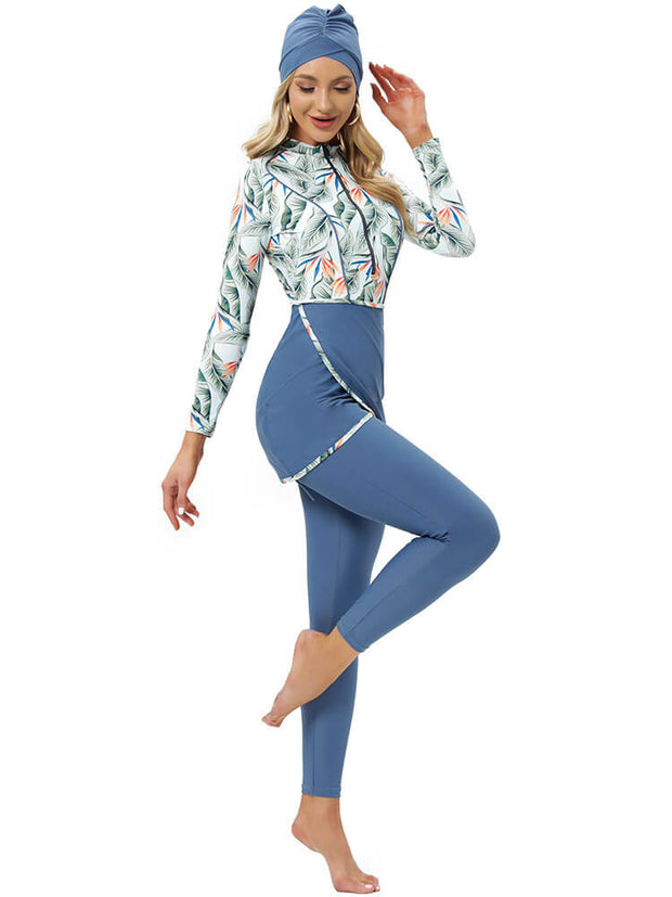 Printed Modest Burkini Swimwear 3-Piece Set – Oceana