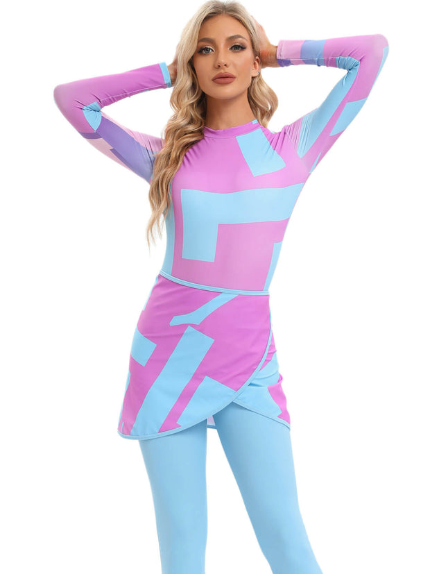 Printed Modest Burkini Swimwear 4-Piece Set – Hydraya