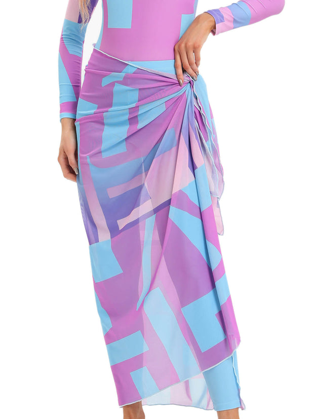 Printed Modest Burkini Swimwear 4-Piece Set – Hydraya