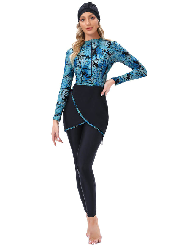 Printed Modest Burkini Swimwear 3-Piece Set – Oceana