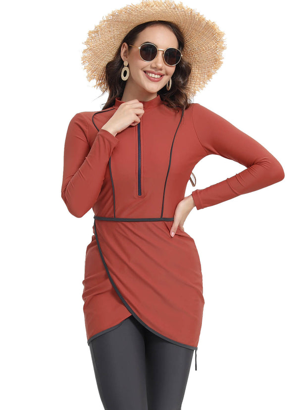 Solid Modest Burkini Swimwear 3-Piece Set – Oceana