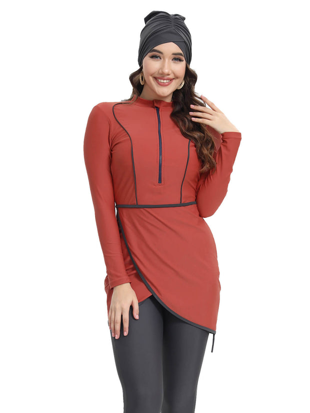 Solid Modest Burkini Swimwear 3-Piece Set – Oceana
